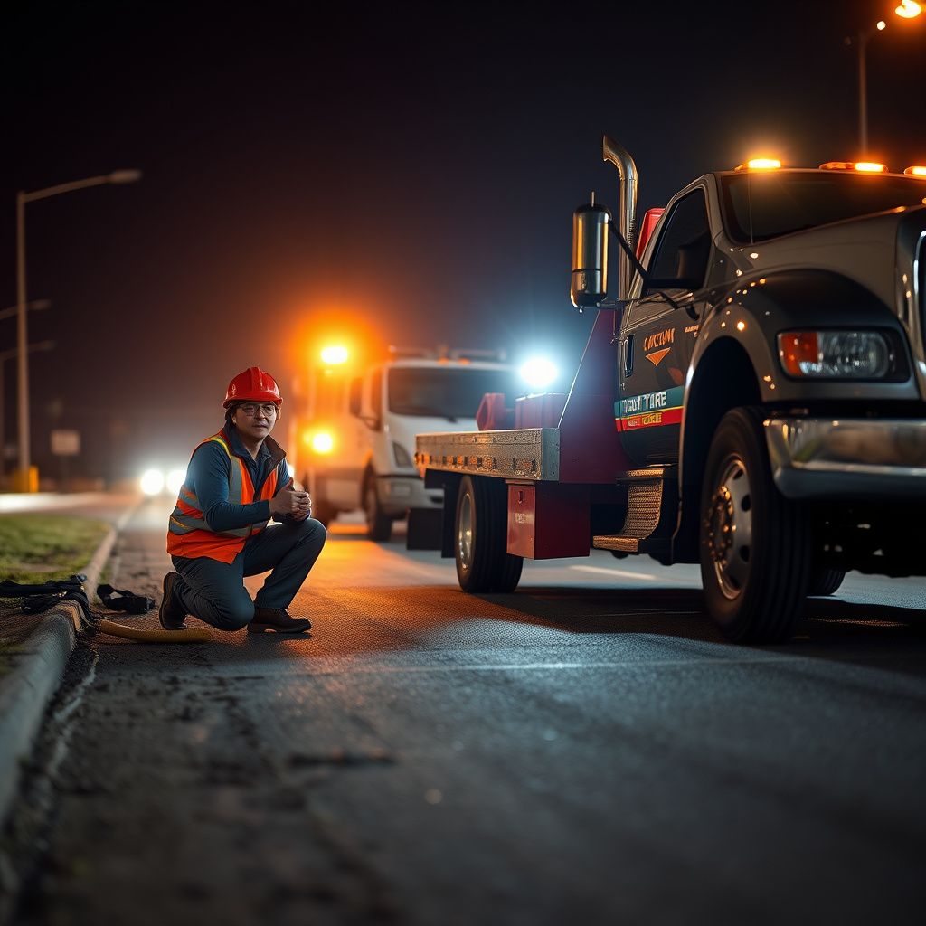 A Snappy Towing professional smiling confidently next to a well-maintained tow truck on a sunny day in Norwalk, Iowa.